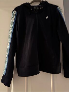 Karl Lagerfeld Navy Hoodie with Light Blue Sleeve Tape